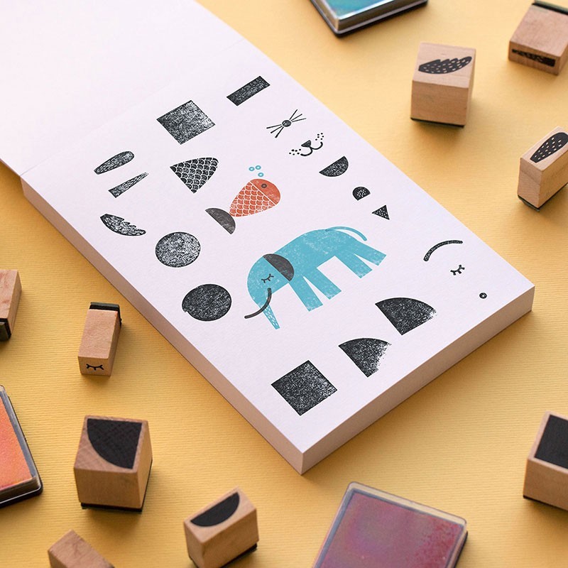 Activity with wooden stamps